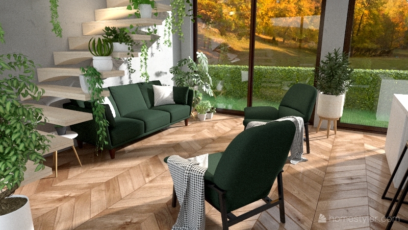 Green theme Interior Design Render