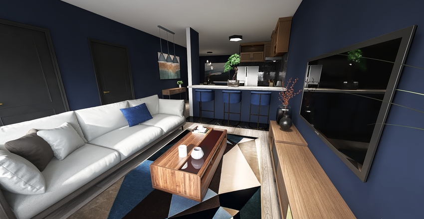 2 Bed 1 Bath Interior Design Render