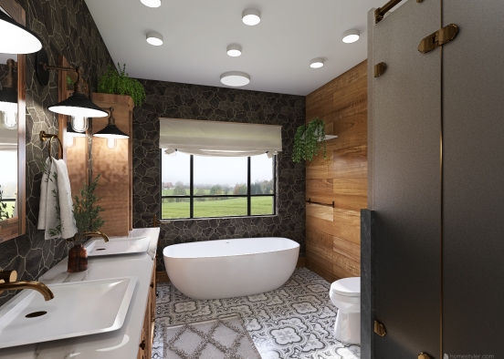 Rustic Master Bathroom Design Rendering