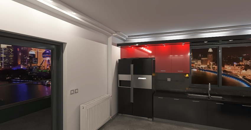 Κουζίνα-Τραπεζαρία-Σαλόνι 3d design renderings