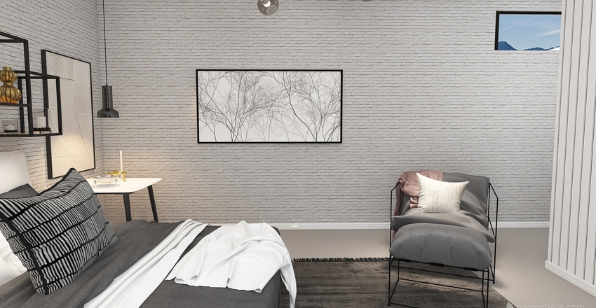 Modern Industrial showcase. Interior Design Render