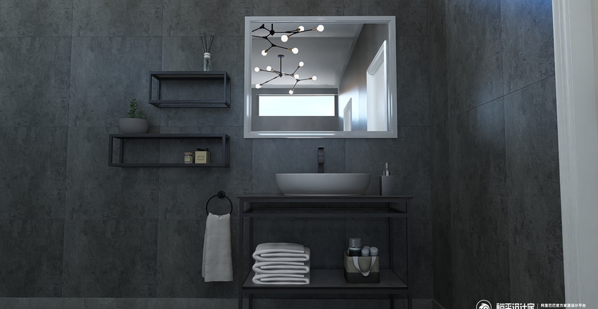 Modern Industrial showcase. Interior Design Render