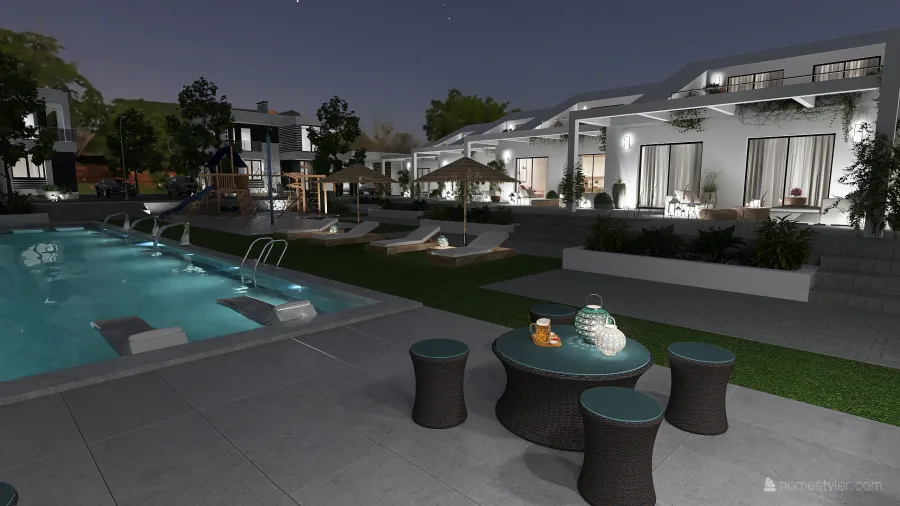 Modern StyleOther Apartamento dúplex con urbanización privada Black White ColorScemeOther 3d design renderings