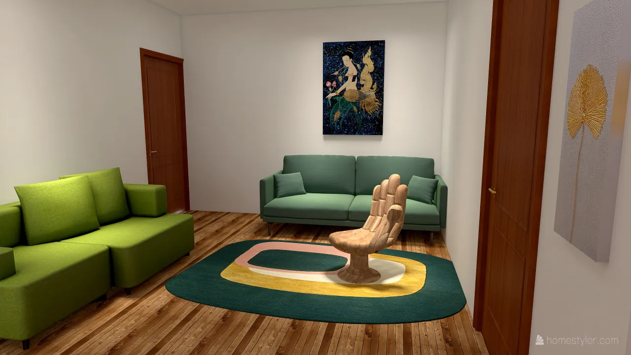 Aiden 2 bed 1 bath 3d design renderings