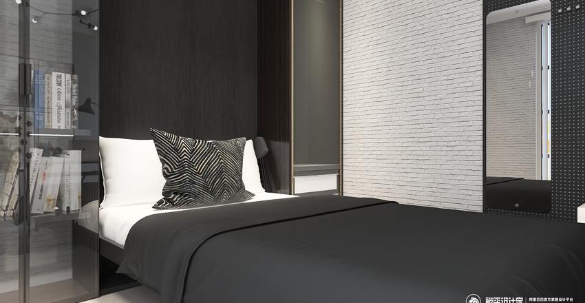 Modern Industrial showcase. Interior Design Render