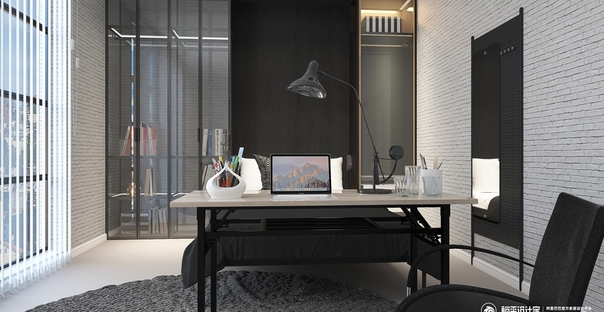 Modern Industrial showcase. Interior Design Render