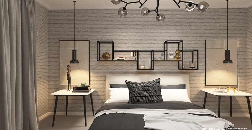 Modern Industrial showcase. Interior Design Render