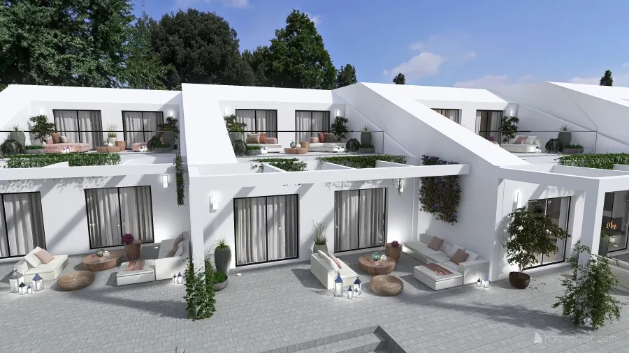 Modern StyleOther Apartamento dúplex con urbanización privada Black White ColorScemeOther 3d design renderings
