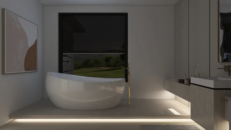 Contemporary Modern White Green Master Bathroom 3d design renderings