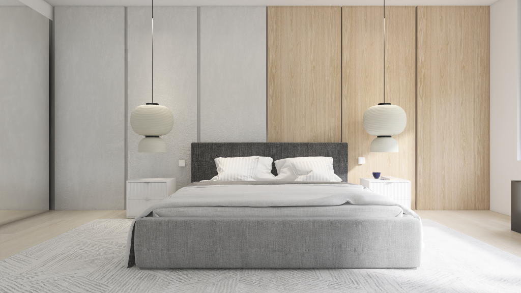 Contemporary Modern White Green Bedroom1 3d design renderings