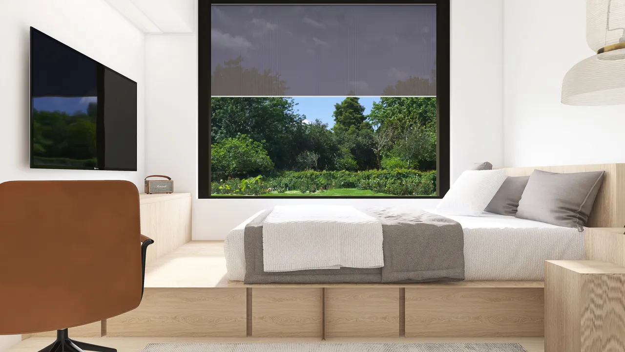 Contemporary Modern White Green Bedroom 3d design renderings