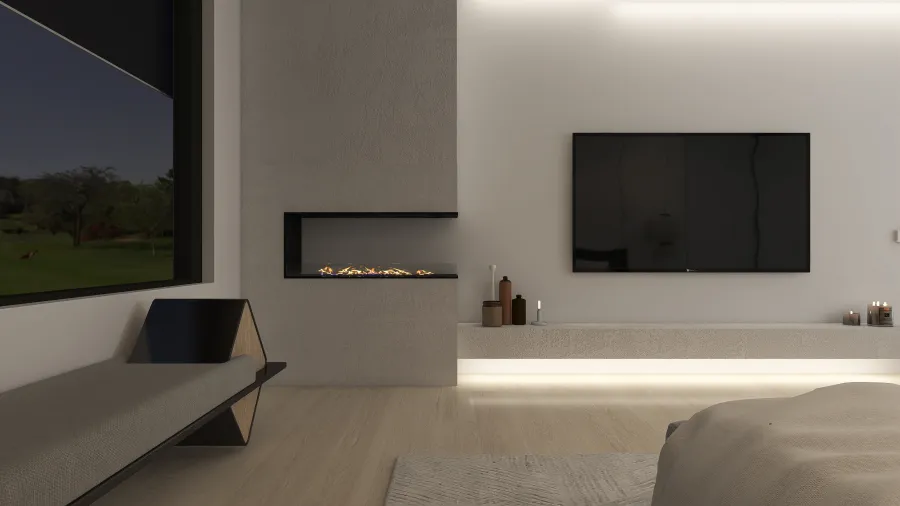 Contemporary Modern White Green Bedroom1 3d design renderings