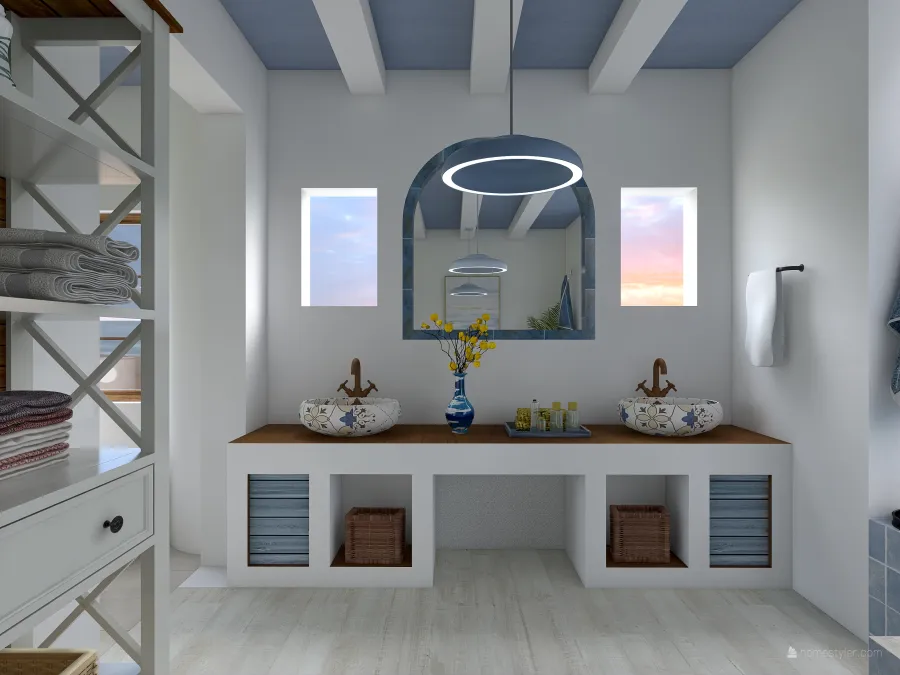 Costal StyleOther Blue ColorScemeOther Bathroom 3d design renderings