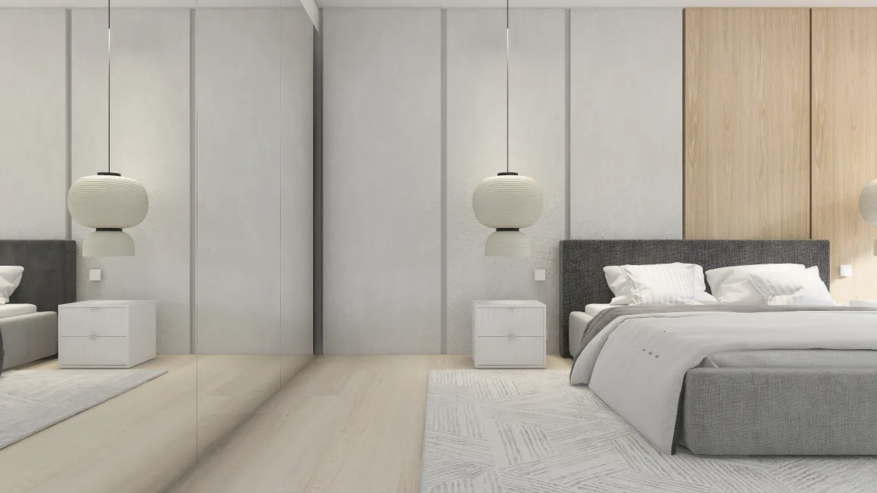 Contemporary Modern White Green Bedroom 3d design renderings