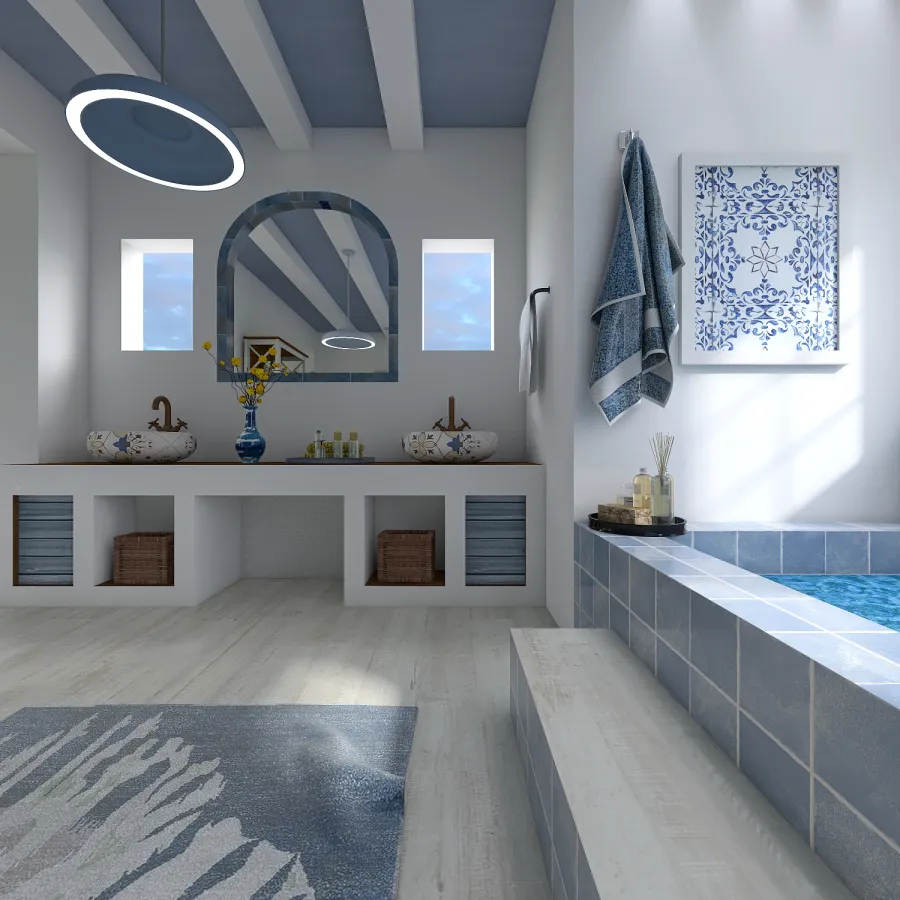 Costal StyleOther Blue ColorScemeOther Bathroom 3d design renderings