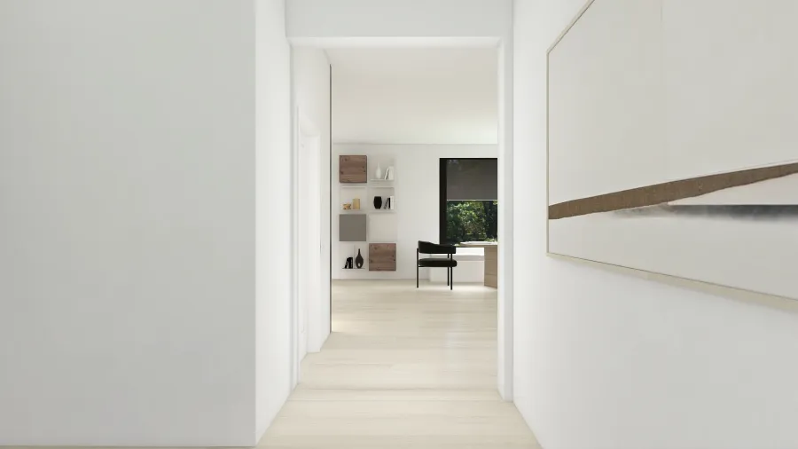 Contemporary Modern White Green Hallway 3d design renderings