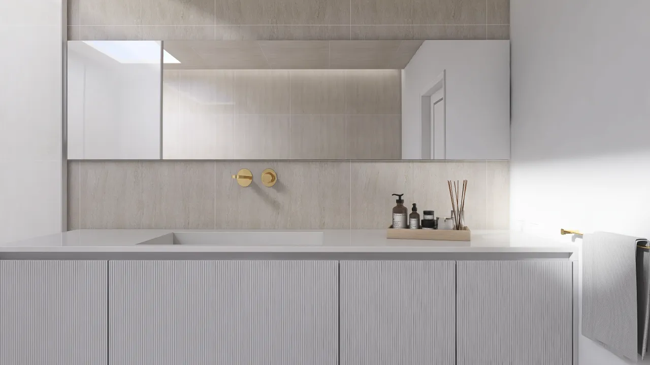 Contemporary Modern White Green Bathroom 3d design renderings