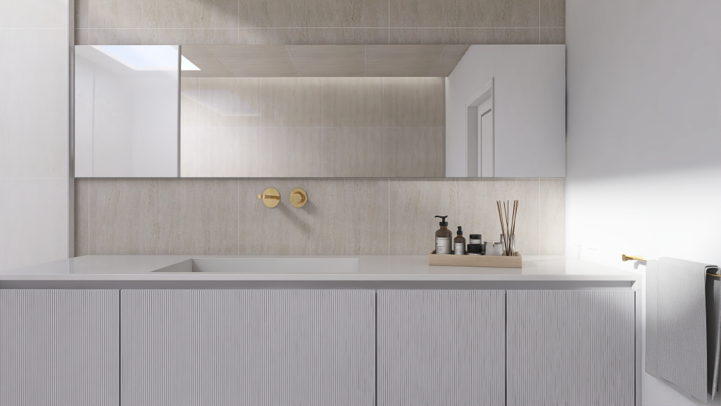 Contemporary Modern White Green Bathroom1 3d design renderings