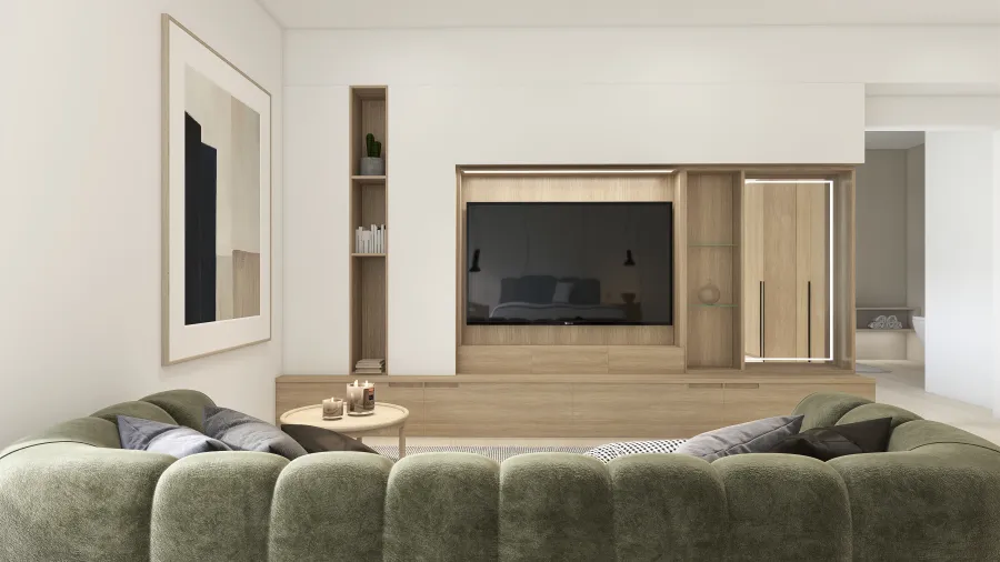 Contemporary Modern White Green Master Bedroom 3d design renderings