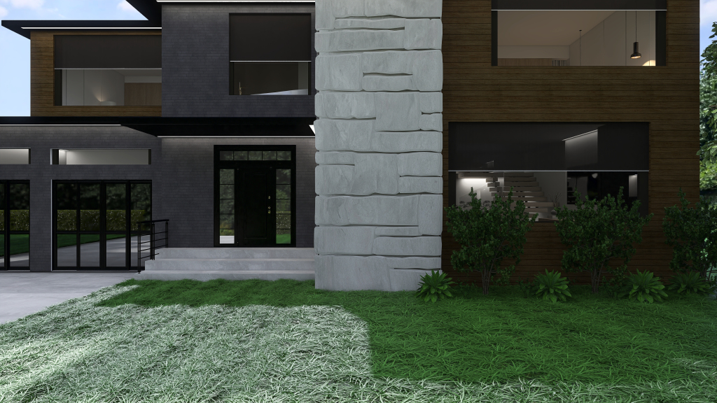 Contemporary Modern Modern and Minimal House. White Green 3d design renderings