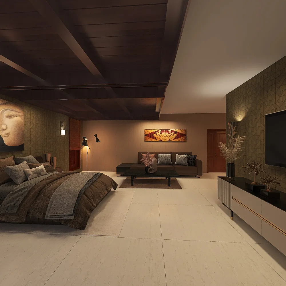 SINGLE BEDROOM AND WASHROOM 3d design renderings