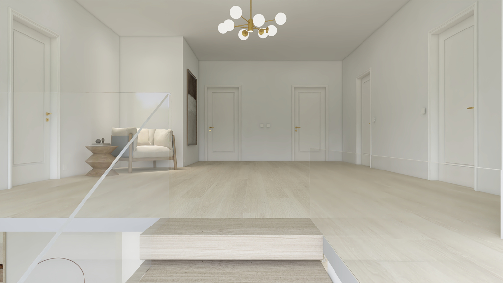 Contemporary Modern White Green Stairwell 3d design renderings
