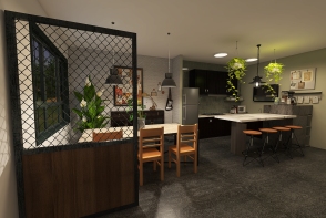 Industrial kitchen/dining room Design Rendering