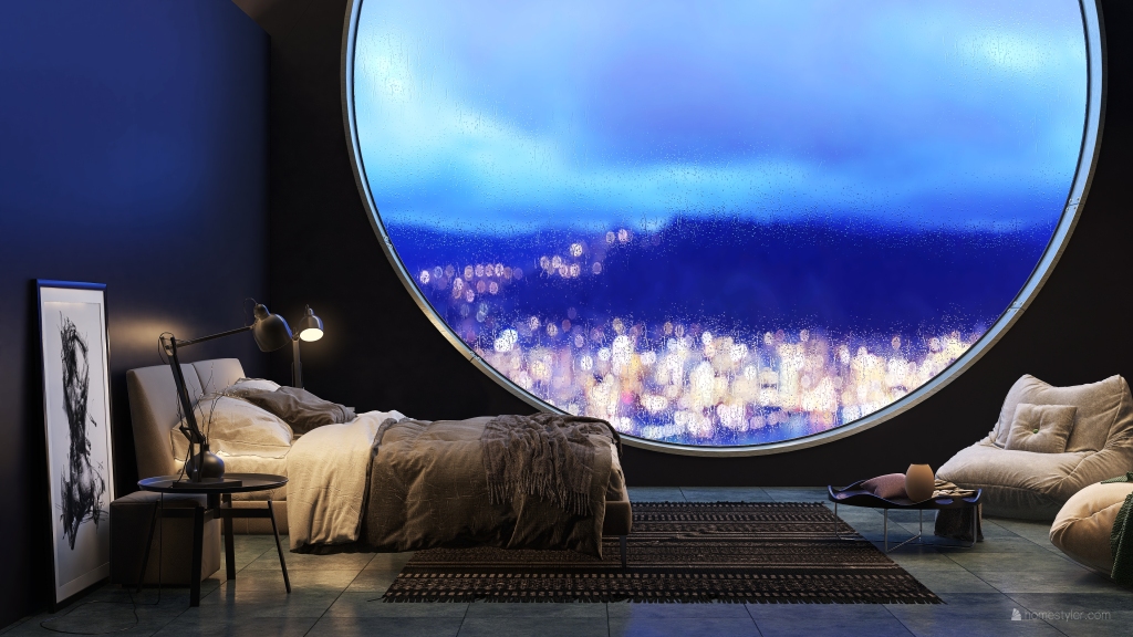 StyleOther A Futuristic Room Design Black ColorScemeOther Purple 3d design renderings