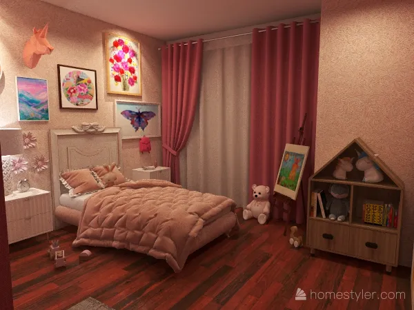 Little Girl's Bedroom 3d design renderings