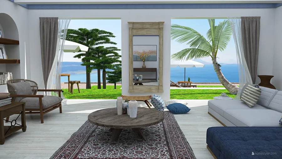 Costal StyleOther Blue ColorScemeOther Living Room 3d design renderings