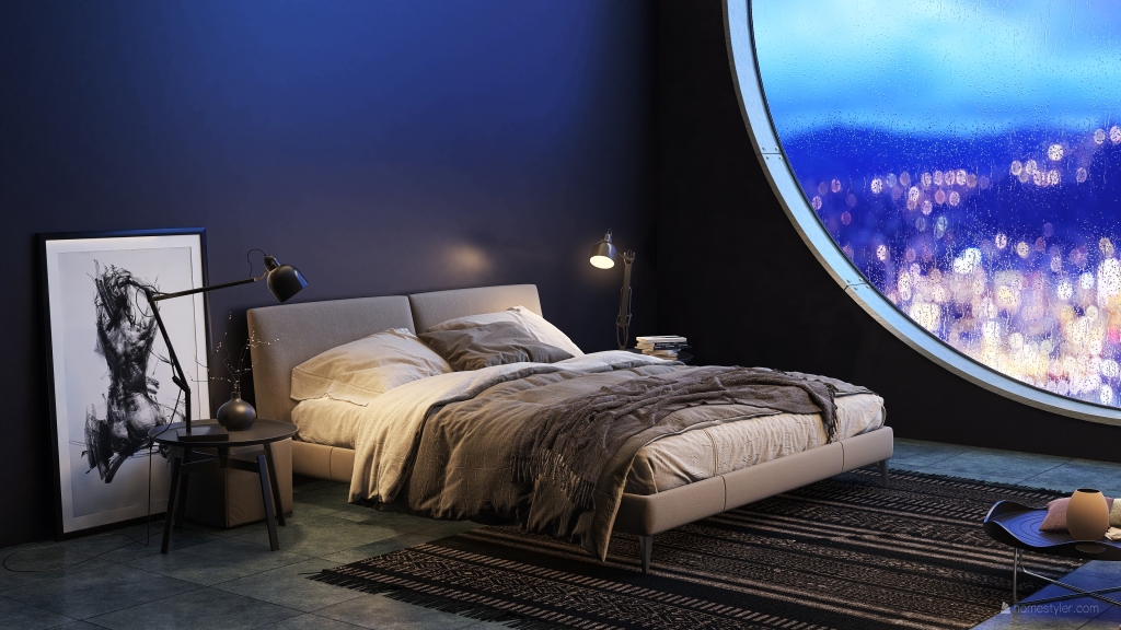 StyleOther A Futuristic Room Design Black ColorScemeOther Purple 3d design renderings
