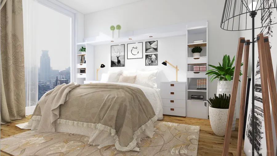 Scandinavian StyleOther Traditional Industrial WoodTones ColorScemeOther Orange Scandinavian Bedroom 3d design renderings
