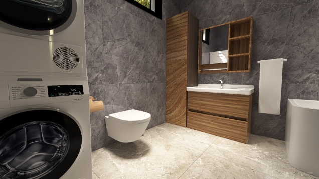Wood & Concrete Bathroom