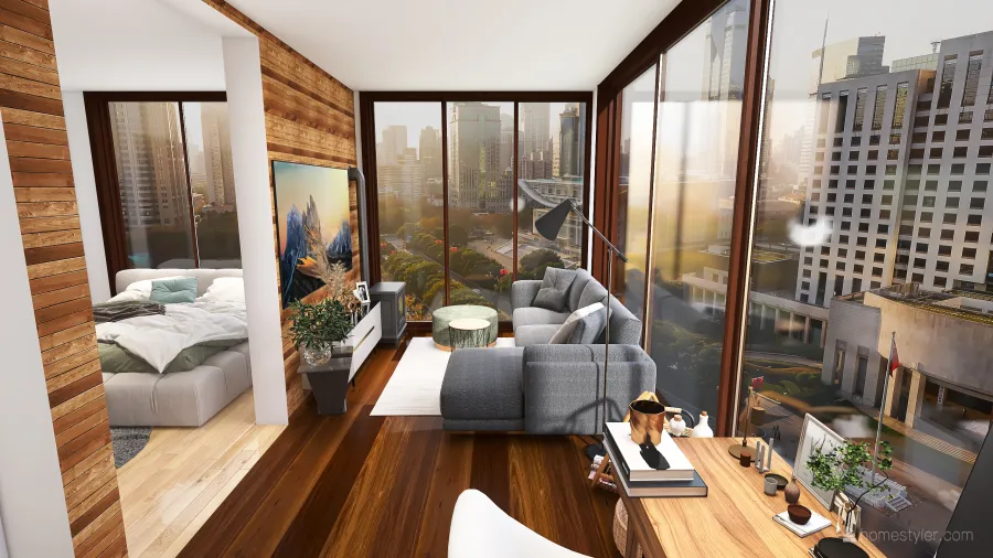 Small 2 room apartment 3d design renderings