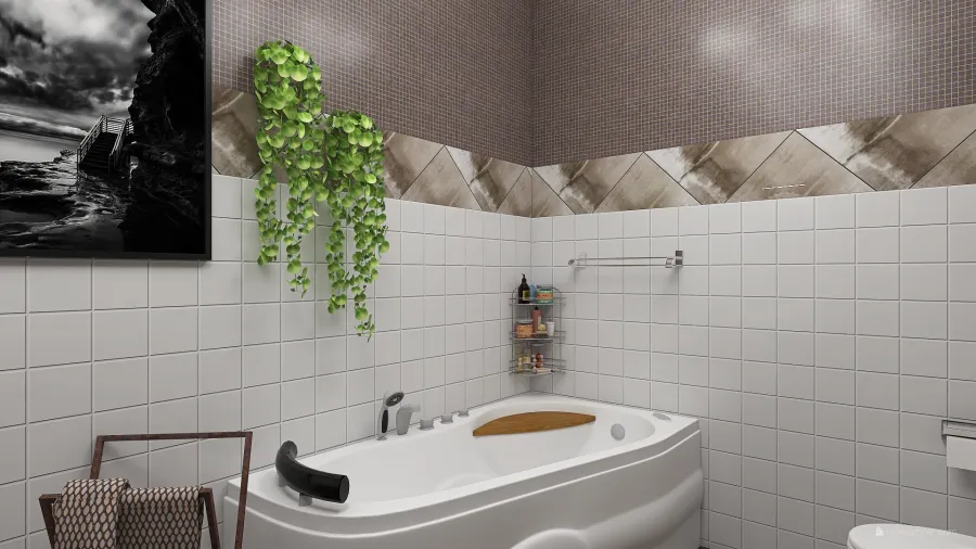 Scandinavian StyleOther Traditional Industrial WoodTones ColorScemeOther Orange Industrial Bathroom 3d design renderings