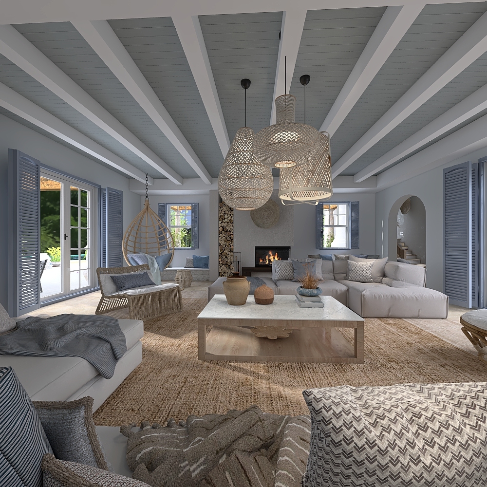 Contemporary La casa del embarcadero Blue ColorScemeOther Grey ColdTones 3d design renderings