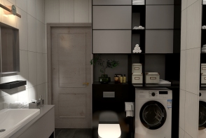 bathroom design with laundry area Design Rendering