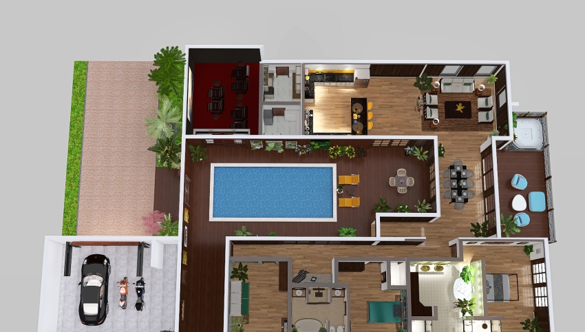 Modern Balinese-Style House 3d design picture 598.9