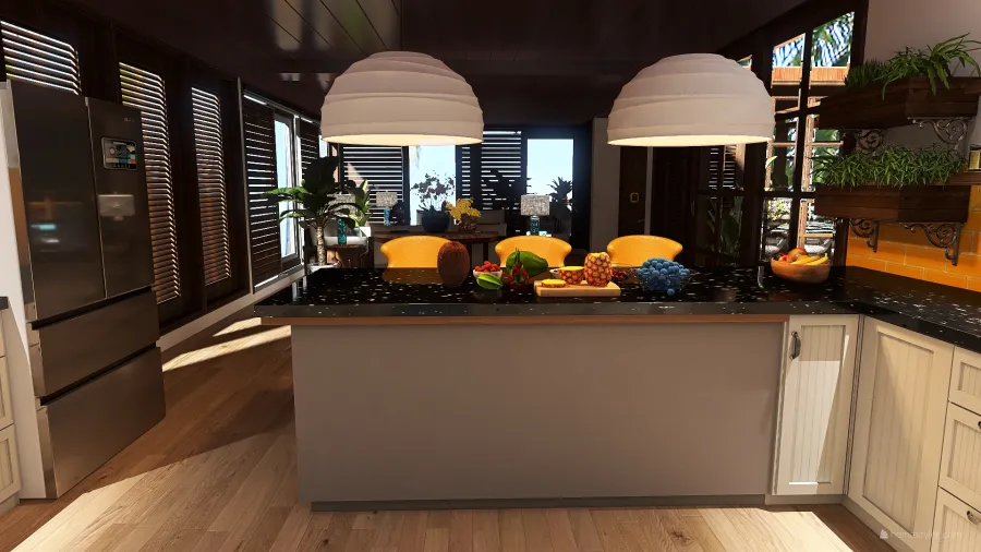 Dining Room, Lounge & Kitchen 3d design renderings