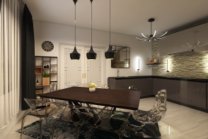 Black and acrylic kitchen Design Rendering