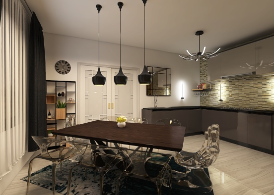 Black and acrylic kitchen Design Rendering