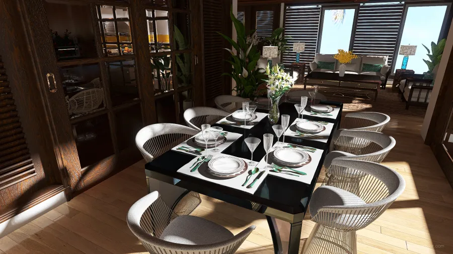 Dining Room, Lounge & Kitchen 3d design renderings