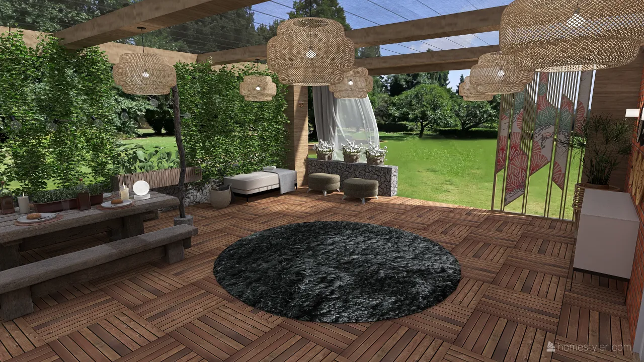 green pergola 3d design renderings