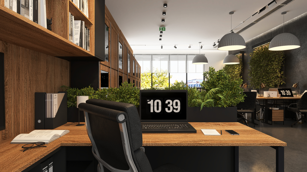 Modern StyleOther [ OFFICE IN PARIS ] Black Green ColorScemeOther Grey 3d design renderings