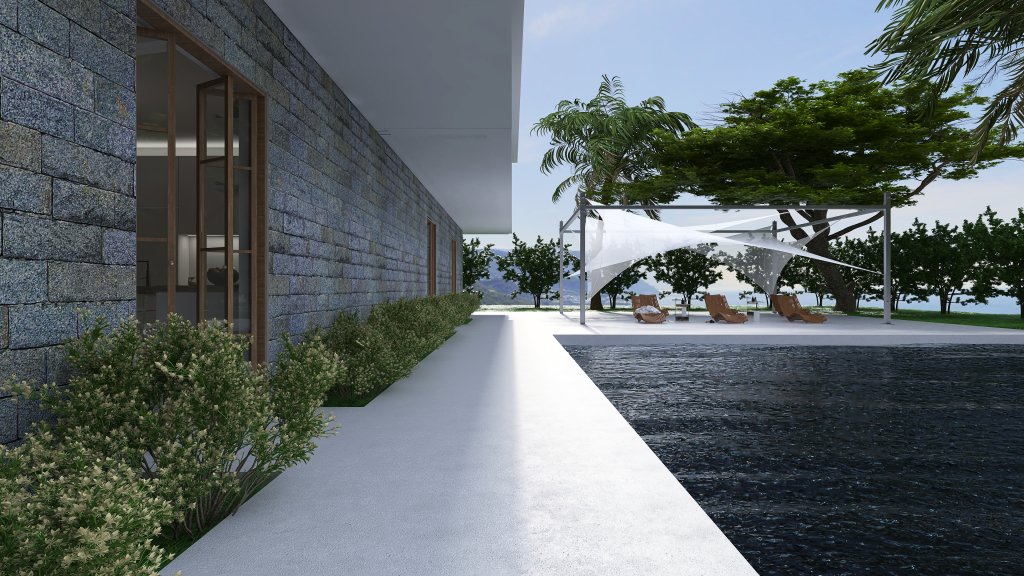 Contemporary StyleOther "Retreat and Relax" Villa Black ColorScemeOther White 3d design renderings