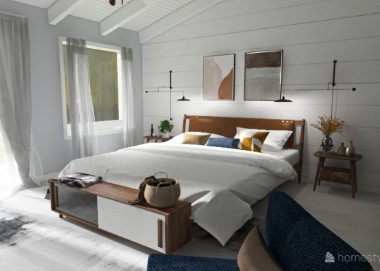 scandinavian bedroom Design Rendering