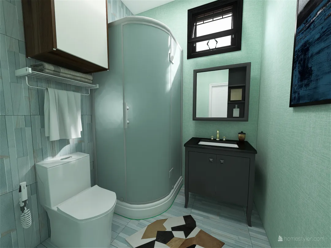 blue bathroom 3d design renderings