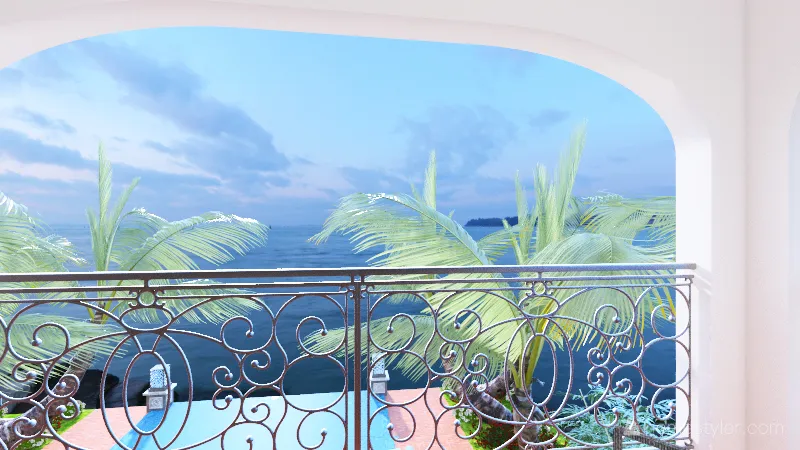 Mediterranean Style Oceanfront Villa 3d design renderings
