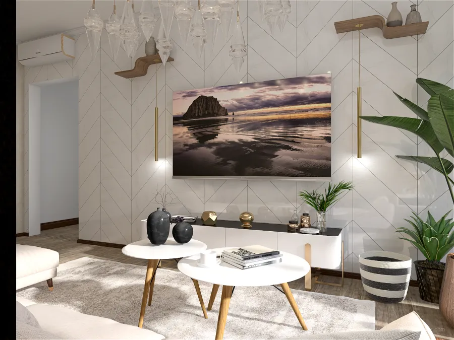 Современная гостинная в светлых тонах 3d design renderings