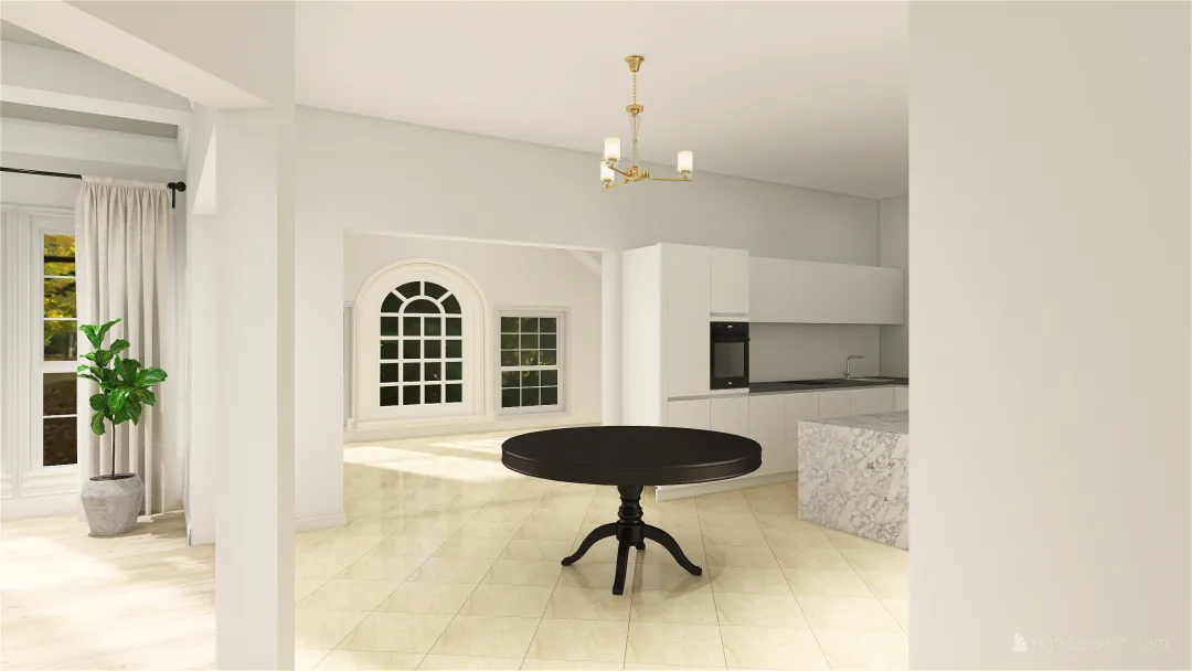 Fayth Family Room and breakfast room 3d design renderings